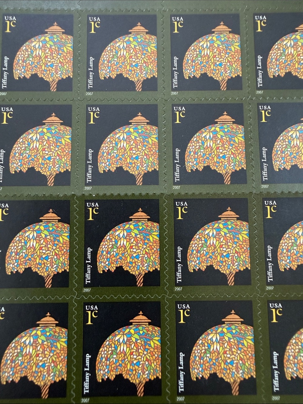 77 gorgeous Tiffany Lamp Mosaic 1cent stamps (Multicolor)